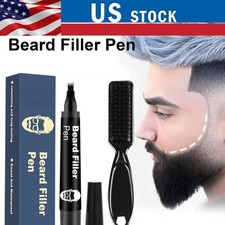 Men's Beard Filling Pen Hair Grower Filler Moustache Eyebrow Brush Tool Kit US