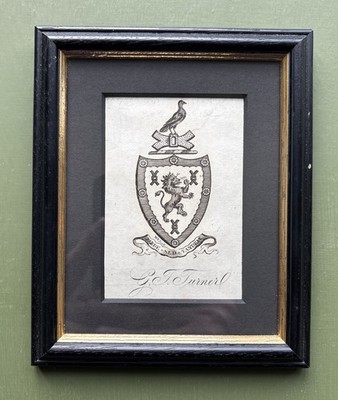 Antiker heraldischer Wappenstich G. T. Turner 18. Jh. Löwe zügellos