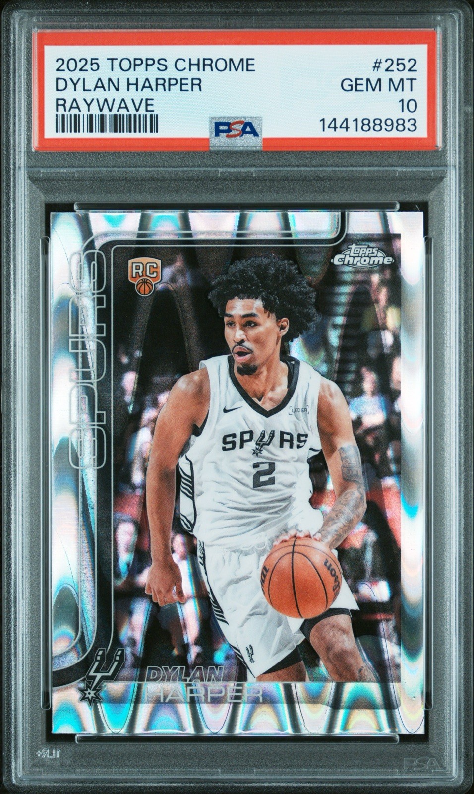 2025 Topps Chrome Dylan Harper RC #252 Raywave PSA 10 Spurs