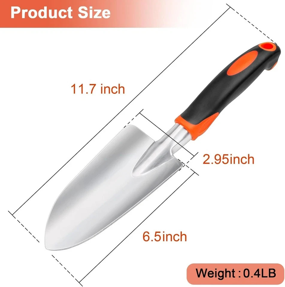 Garden Shovel Spade Hand Trowel, Heavy Duty Hand Shovel with Ergonomic Handle