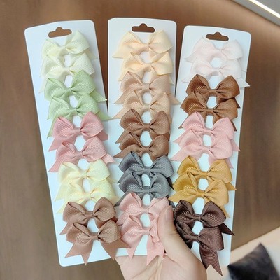 10Pcs Kids BB Hair Clips Set Ribbon Bow Barrettes Cute Girls Hair Accessories