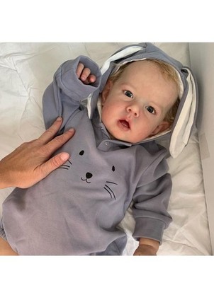 Reborn Baby Puppen Mädchen 22 Zoll-Baby Kapuzenpullover, weicher Stoffkörper Geschenke