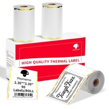 Phomemo Thermal Labels-Gold Wavy Linear Border, 2.36" x 3.39", White