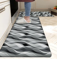Kitchen Mats for Floor Modern Abstract Kitchen Rugs Grey Stripe anti Fatigue Kit