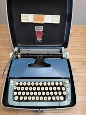 1960's Vintage Blue SMITH-CORONA Sterling Portable Typewriter Great Condition thumbnail
