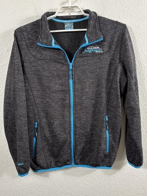 Jungfraujoch Jacket Mens Medium Gray Blue Trim Full Zip Fleece Switzerland