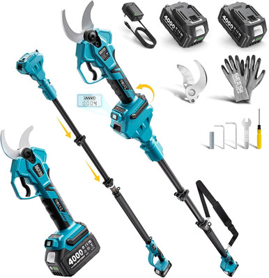 2-In-1 Cordless Electric Pole Pruning Shears, 1.6'' Cutting Diameter, Dual Batter