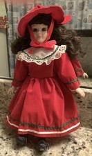 NOELLE Special Porcelain Holiday Doll from Heritage House 1977 Red Velvet Dress
