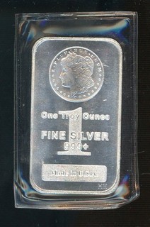 Auction #3 1 Troy Ounce .999 Fine Silver Bar Morgan Stamped Made In USA