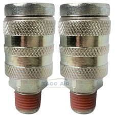 2 PC Industrial M style Air Compressor Quick Connect Coupler 1/4" NPT Male Steel