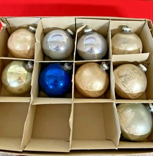 HTF!  Nine Vintage Shiny Brite Jumbo Christmas Ornaments