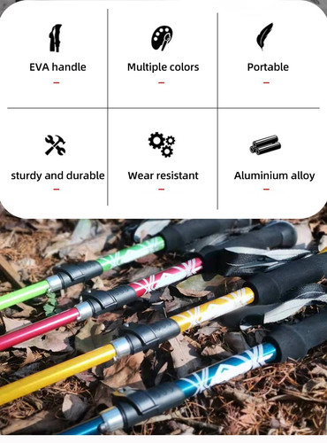 Nordic Walking Telescopic Sticks Poles Anti-Shock Trekking Hiking Poles Folding - Picture 3 of 25