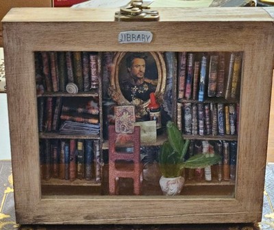 Library Shadow Box Diorama Miniature Cervantes Study Scene Madrid