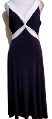 Donna Morgan Y2k black cream slinky sleeveless tie back midi dress 10