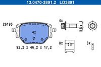 Bremsscheiben-BremsbeläGe-Kit ATE 13.0470-3891.2 CitroËN 16 647 371 80