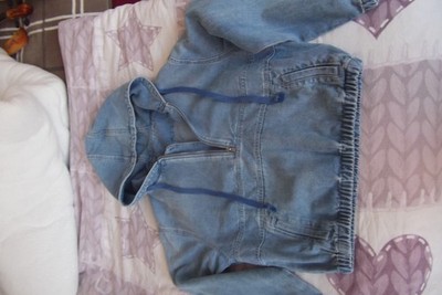 Damen Hoodie Größe M  Denim Hoodie Halb-Reißverschluss Pullover Jacke, Läss