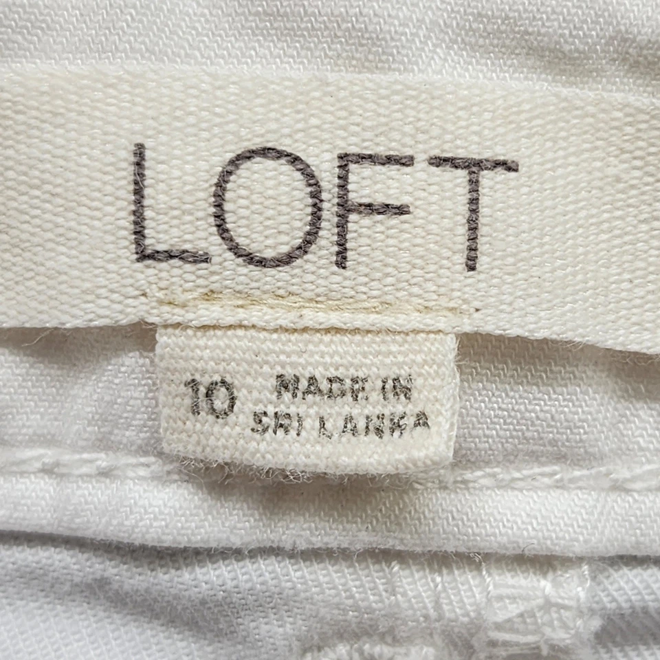 Pantalones Cortos Ann Taylor Loft Para Mujer 10 Blancos Tiro Alto Carga Corte Dobladillo Crudo Elastizados Foto 4 de 4