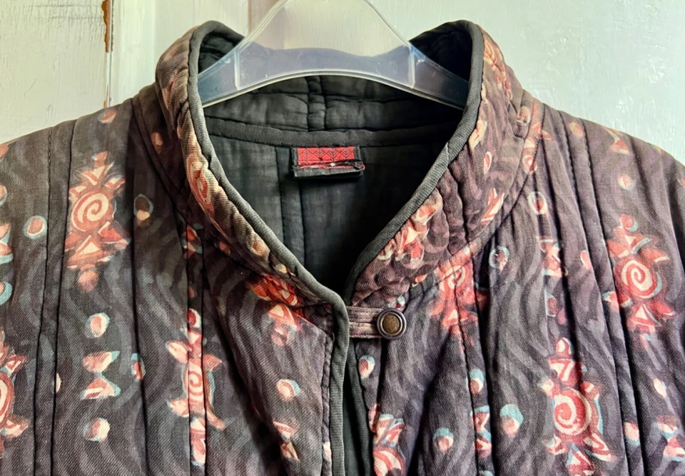 Красивый богемное винтажный * ANOKHI * цветной хлопок стеганая куртка XL - Изображение 3 из 4