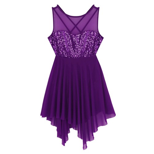 UK Women Sequins Lyrical Ballet Dance Dress Sleeveless Leotard Modern Dancewear - Picture 56 of 123