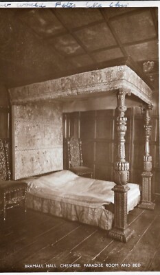 Bramall Hall Cheshire, Paradise Zimmer und Bett - Postkarte Ref Y29