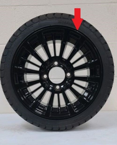 RETURNED GOLF CART 12" BLACK MATADOR WHEELS and 215/3512 LOW PROFILE