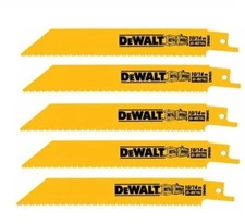 5-Pack Dewalt 6" 10/14 Tpi Straight Back Bi-Metal Reciprocating Saw Blade Dw4845