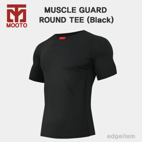MOOTO Muscle Guard Round Tee (Black) Compression Wear Gym T-Shirt Training Top - Afbeelding 1 van 12