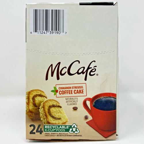 McCafe Cinnamon Streusel Coffee Cake Keurig Single Serve K Cup 24 Pods