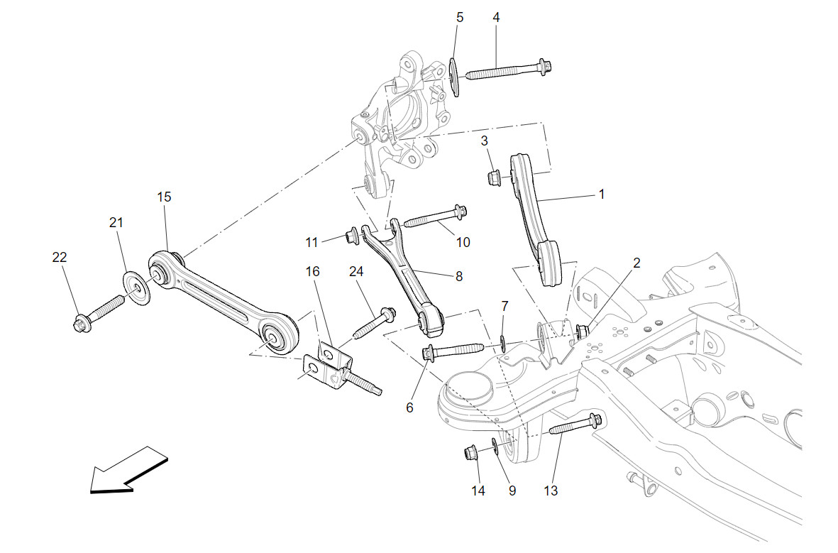Rear Control Arm Side Rod fits Maserati Ghibli Quattroporte(2014+) 670006273