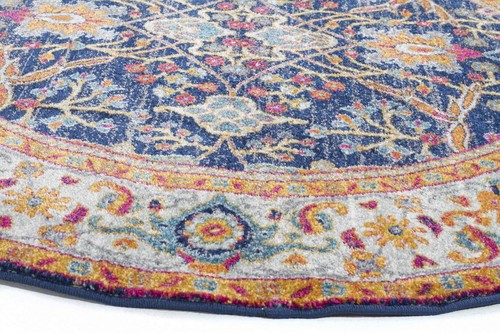 SULIS FLORAL ALLOVER COLOURFUL TRADITIONAL ROUND RUG (L)200x200cm *FREE DELIVERY - Picture 2 of 3