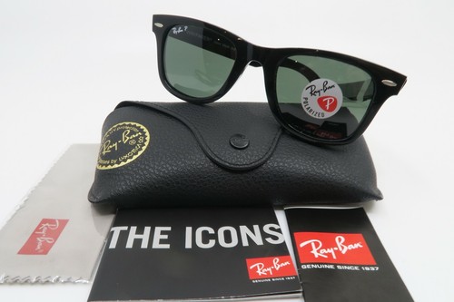 Ray-Ban RB 2140 901/58 New WAYFARER Black/Green Polarized Sunglasses 50mm  w/case 805289126591 | eBay