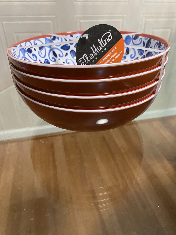 IL Mulino Azul Español Azulejo Mediterráneo MELAMINA Ensaladeras Laterales 4 piezas Foto 4 de 4