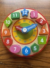 Melissa and Doug Shape Sorting Clock Classic Wooden Toy  