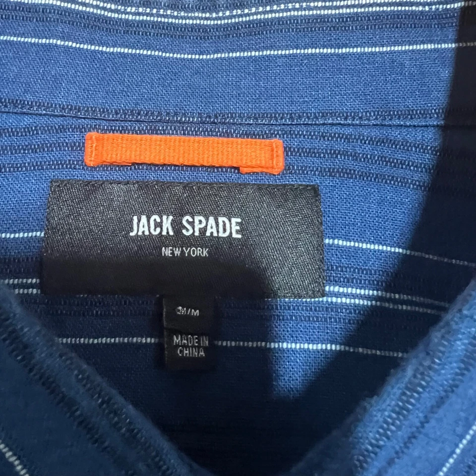 Jack Spade Shirt Mens Medium Blue Striped Button Up Casual Preppy Short Sleeve - Image 4 of 4