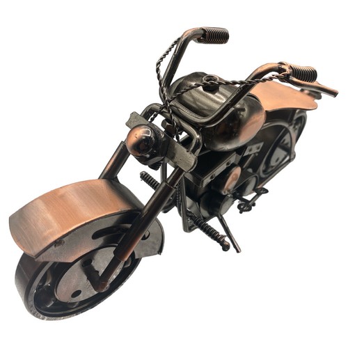 Chief Motorcycle Metal Sculpture Copper Finish Folk Art 10" Super Cool