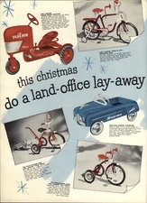 1954 PAPER AD 4 PG COLOR AMF Junior BMC Pedal Car Tractor Bike Trike 