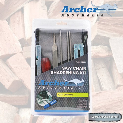 Archer 5/32 (4.0mm) Chainsaw Chain Sharpening / File Kit (3/8lp & 1/4