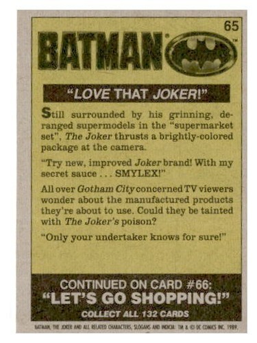 1989 Topps Batman Series One LOVE the JOKER! #65 - Picture 2 of 2