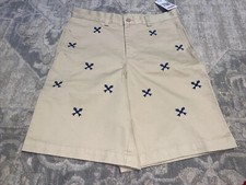 New Vineyard Vines You Boys Sz 14 Club Shorts Beige Fishbone 100 Cotton