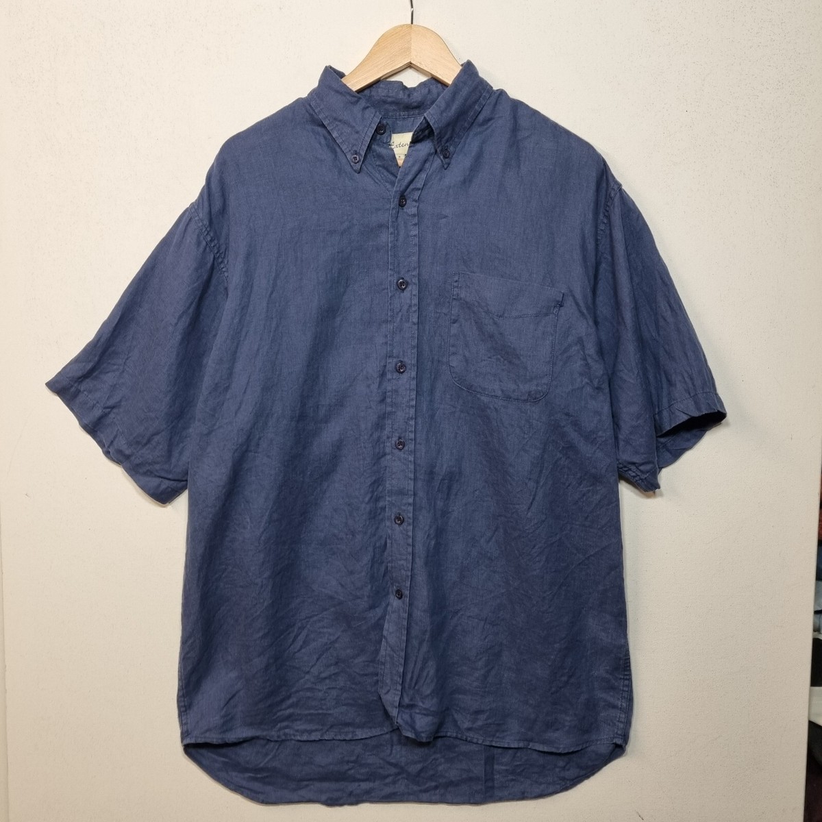 In Extenso Mens Short Sleeve Shirt Size Medium Blue Button Down