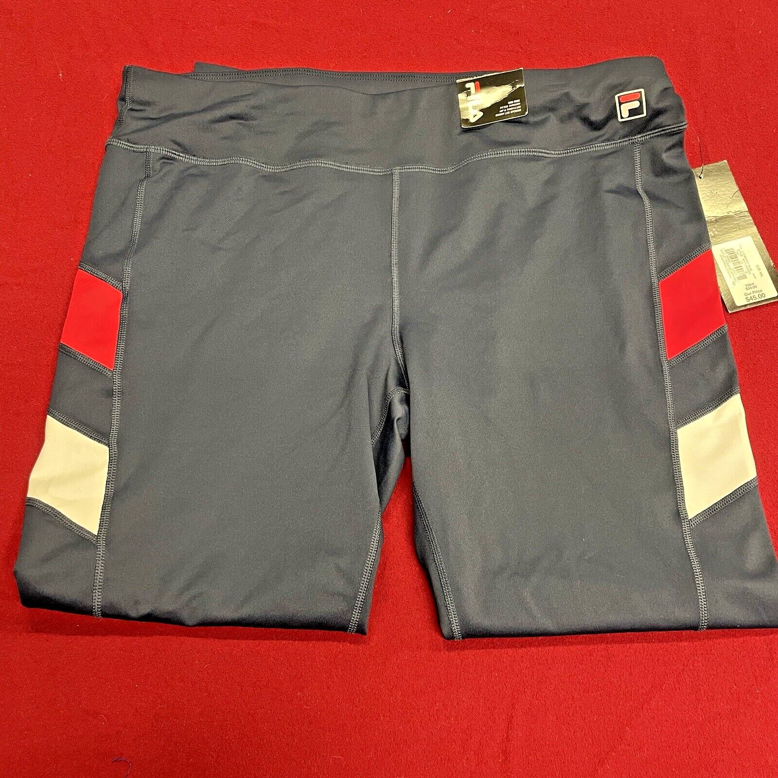 Leggings Capris Attivi Fila Blu Navy Lunghi 37" Taglia XXL Nuovi con etichette