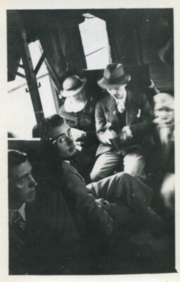 Frankreich Zugfahrt nach Brüssel Gruppe altes Amateurfoto 1935