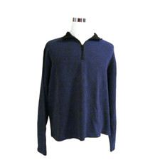 ORVIS Men's Long Sleeve Pullover Sweater Size L Navy Blue Zip Front
