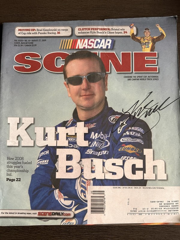 Signed NASCAR Scene Magazine Kurt Busch Cup Series August 27, 2009