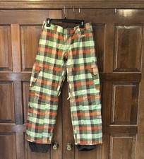 Burton Stow Cargo Pant Lined Ski Snow Board Tartan Pants Womens Size S Small