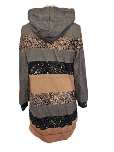 Chicme * Damen Long Pullover * Gr. S * Blockfarben * Kapuze * grau/pink * NEU - Bild 2 von 3