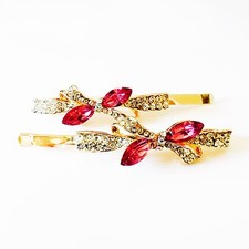 USA Bobby Pin Using Swarovski Crystal Hair Clip Hairpin Bowknot Pink O01