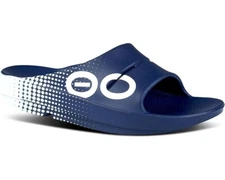 OOFOS OOahh Sport Slide Sandals Unisex 9M/11W Matrix Navy Slip-On Slippers PLW44