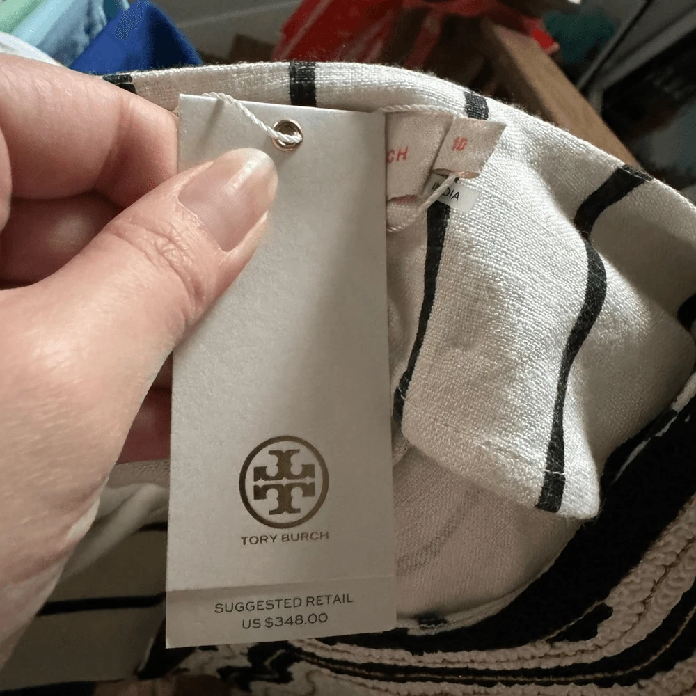 Tunica nera avorio Filipa Rayon a righe Tory Burch nuova con etichette nuova con etichette