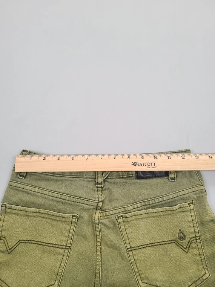 Volcom Shorts Teens 5 Green Denim Rolled Cut Off Casual Stylish Youth Kids - Image 3 of 4